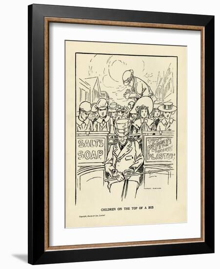 Children Ride on the Top Deck of an Open Omnibus-Charles Robinson-Framed Art Print