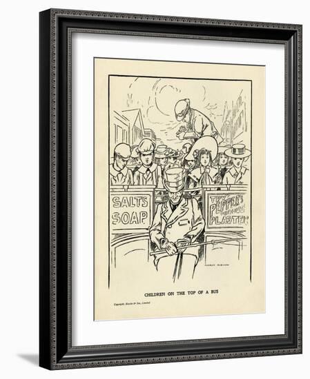 Children Ride on the Top Deck of an Open Omnibus-Charles Robinson-Framed Art Print