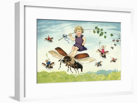 Children Riding Bees-null-Framed Art Print