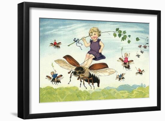 Children Riding Bees-null-Framed Art Print