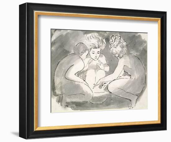 Children Round a Fire-William Blake-Framed Giclee Print