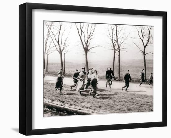 Children Running Alongside a Canal, Monnickendam, Netherlands, 1898-James Batkin-Framed Photographic Print