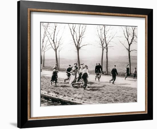 Children Running Alongside a Canal, Monnickendam, Netherlands, 1898-James Batkin-Framed Photographic Print