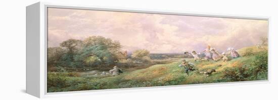 Children Running Down a Hill-Myles Birket Foster-Framed Premier Image Canvas