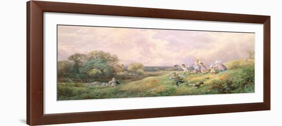 Children Running Down a Hill-Myles Birket Foster-Framed Giclee Print