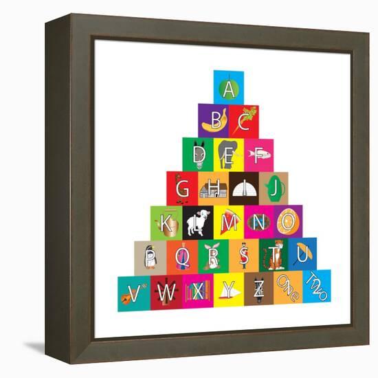 Children's Alphabet Building Blocks Isolated on White-Bernard Rabone-Framed Stretched Canvas