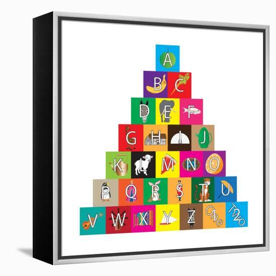 Children's Alphabet Building Blocks Isolated on White-Bernard Rabone-Framed Stretched Canvas
