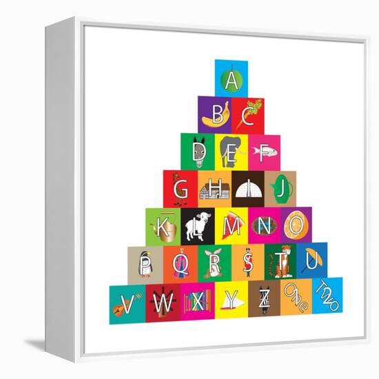 Children's Alphabet Building Blocks Isolated on White-Bernard Rabone-Framed Stretched Canvas