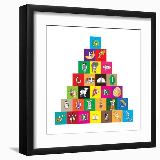 Children's Alphabet Building Blocks Isolated on White-Bernard Rabone-Framed Art Print