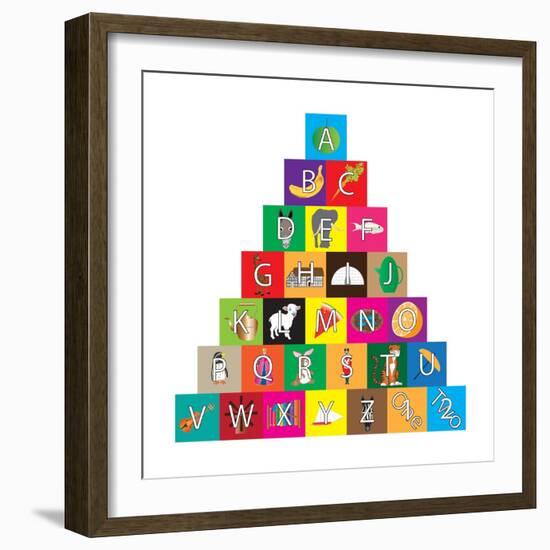 Children's Alphabet Building Blocks Isolated on White-Bernard Rabone-Framed Premium Giclee Print