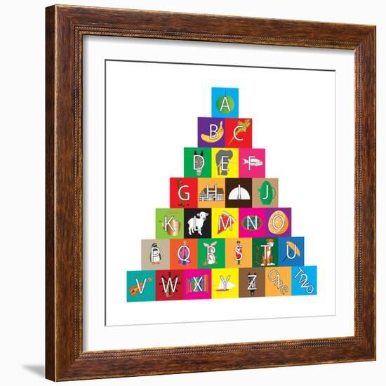 Children's Alphabet Building Blocks Isolated on White-Bernard Rabone-Framed Premium Giclee Print