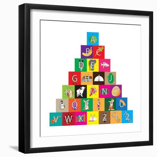 Children's Alphabet Building Blocks Isolated on White-Bernard Rabone-Framed Premium Giclee Print