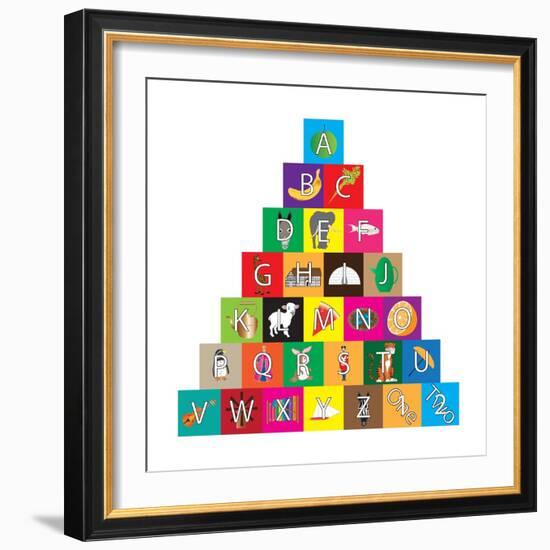 Children's Alphabet Building Blocks Isolated on White-Bernard Rabone-Framed Premium Giclee Print
