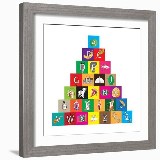 Children's Alphabet Building Blocks Isolated on White-Bernard Rabone-Framed Art Print