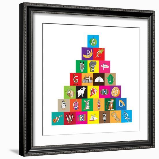 Children's Alphabet Building Blocks Isolated on White-Bernard Rabone-Framed Art Print