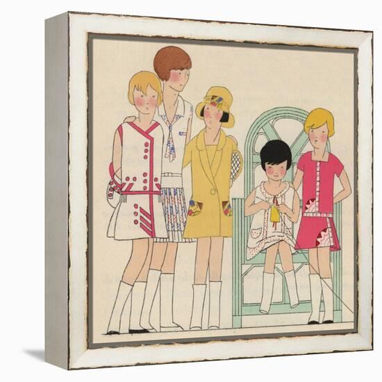 Children's Fashions: Girls' Summer Dresses in White, Pink and Yellow-null-Framed Premier Image Canvas