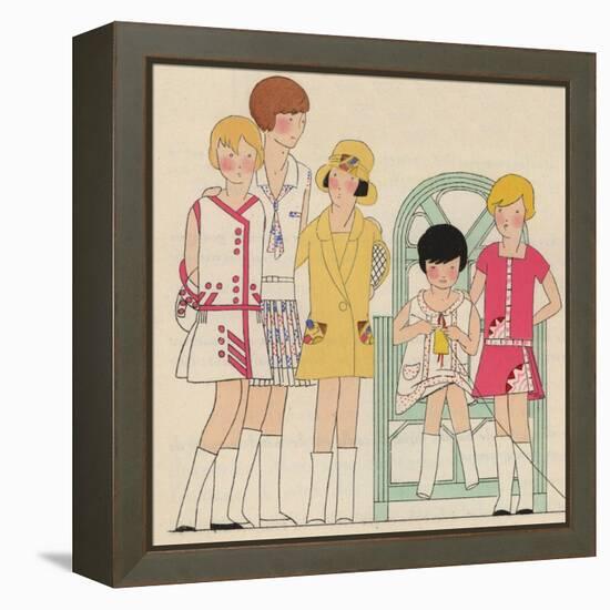 Children's Fashions: Girls' Summer Dresses in White, Pink and Yellow-null-Framed Premier Image Canvas