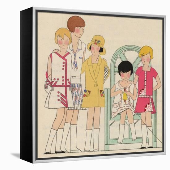 Children's Fashions: Girls' Summer Dresses in White, Pink and Yellow-null-Framed Premier Image Canvas
