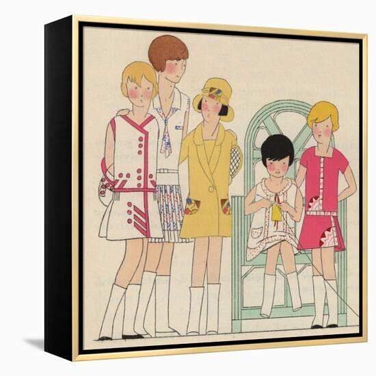 Children's Fashions: Girls' Summer Dresses in White, Pink and Yellow-null-Framed Premier Image Canvas