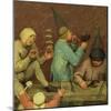 Children's Games (Kinderspiele): Detail of Left-Hand Section Showing Children Making Toys-Pieter Bruegel the Elder-Mounted Giclee Print