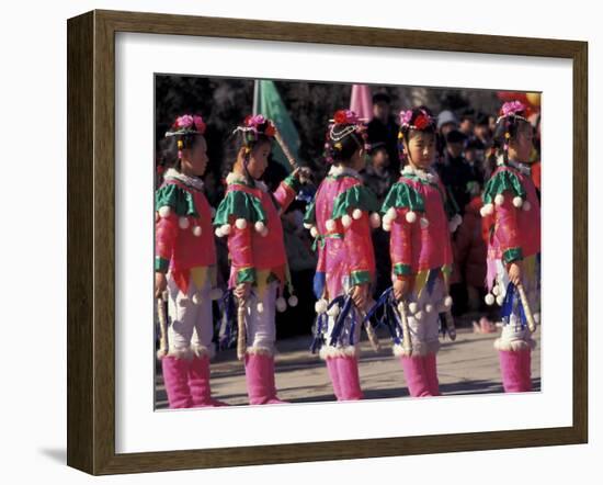 Children's Performance Celebrating Chinese New Year, Beijing, China-Keren Su-Framed Photographic Print