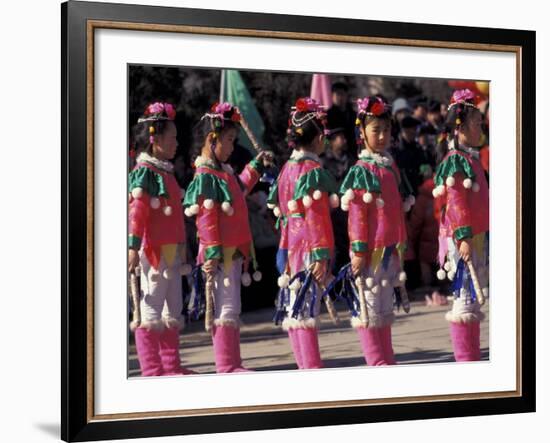 Children's Performance Celebrating Chinese New Year, Beijing, China-Keren Su-Framed Photographic Print