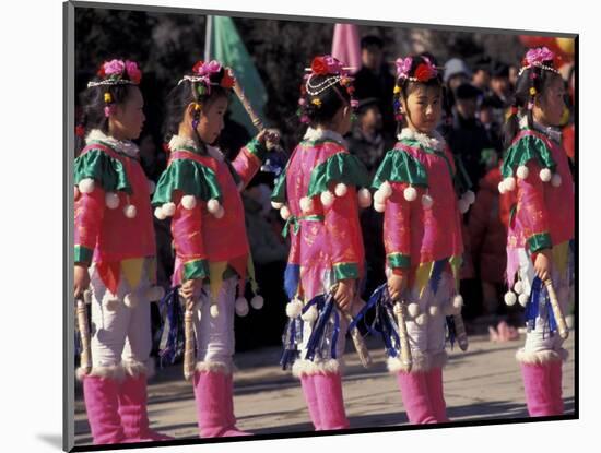 Children's Performance Celebrating Chinese New Year, Beijing, China-Keren Su-Mounted Photographic Print
