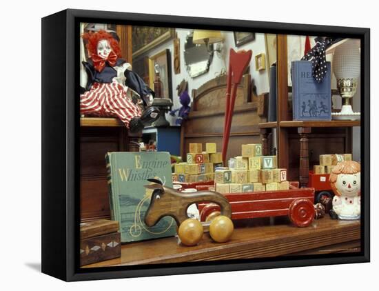 Children's Toys at an Antiques Shop, Whidbey Island, Washington, USA-Merrill Images-Framed Premier Image Canvas