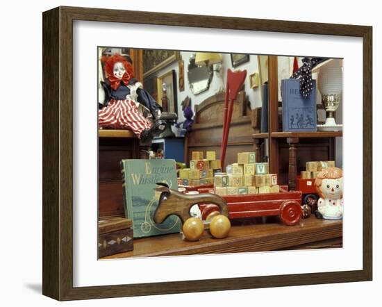 Children's Toys at an Antiques Shop, Whidbey Island, Washington, USA-Merrill Images-Framed Photographic Print