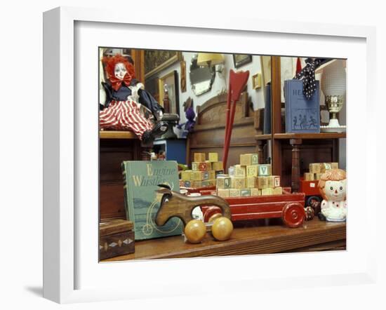 Children's Toys at an Antiques Shop, Whidbey Island, Washington, USA-Merrill Images-Framed Photographic Print