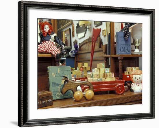 Children's Toys at an Antiques Shop, Whidbey Island, Washington, USA-Merrill Images-Framed Photographic Print