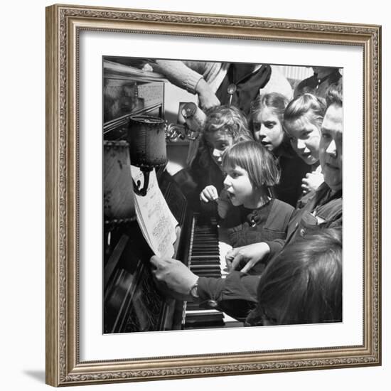 Children Singing Around the Piano at Orphanage-Tony Linck-Framed Photographic Print