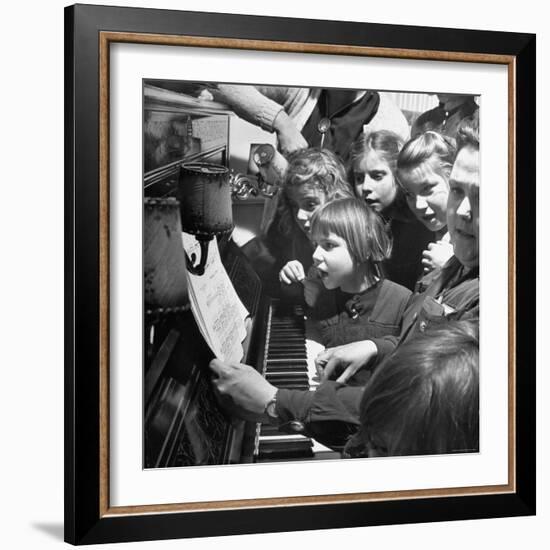 Children Singing Around the Piano at Orphanage-Tony Linck-Framed Photographic Print