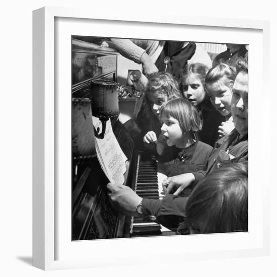 Children Singing Around the Piano at Orphanage-Tony Linck-Framed Photographic Print