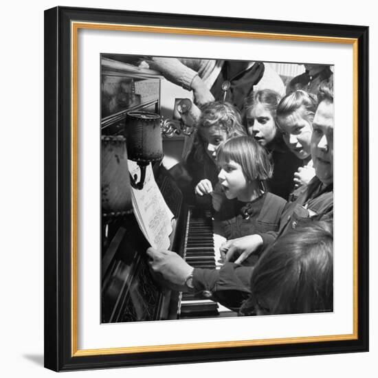 Children Singing Around the Piano at Orphanage-Tony Linck-Framed Photographic Print