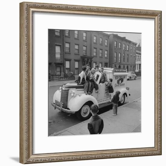 Children Sit on the Ice Cream Truck in Brooklyn-Ralph Morse-Framed Photographic Print