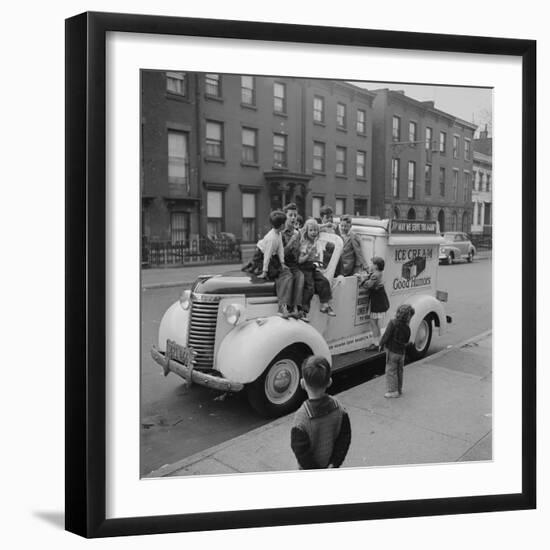 Children Sit on the Ice Cream Truck in Brooklyn-Ralph Morse-Framed Photographic Print