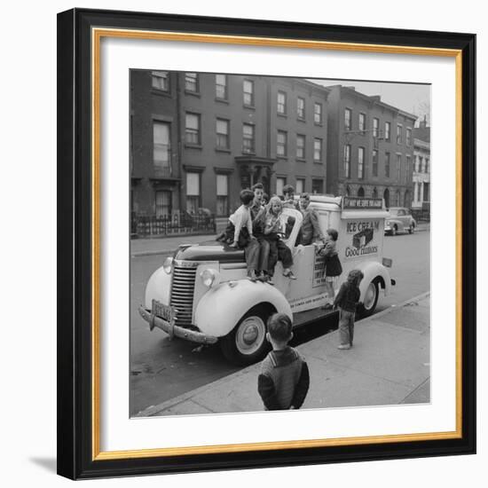 Children Sit on the Ice Cream Truck in Brooklyn-Ralph Morse-Framed Photographic Print