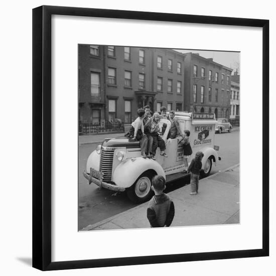 Children Sit on the Ice Cream Truck in Brooklyn-Ralph Morse-Framed Photographic Print