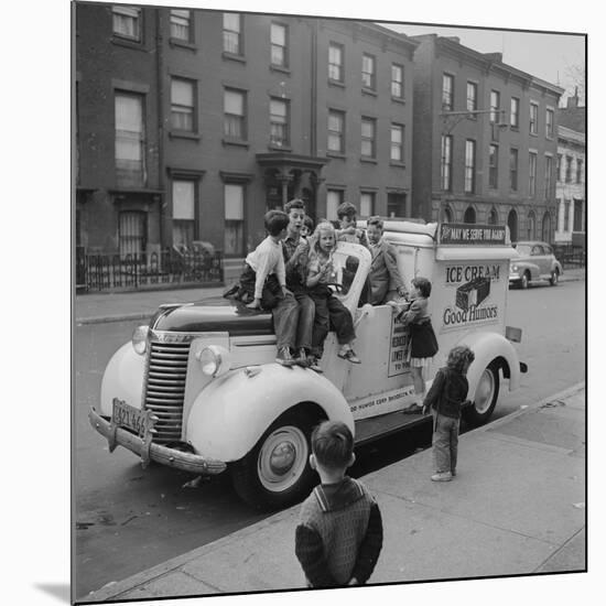 Children Sit on the Ice Cream Truck in Brooklyn-Ralph Morse-Mounted Premium Photographic Print