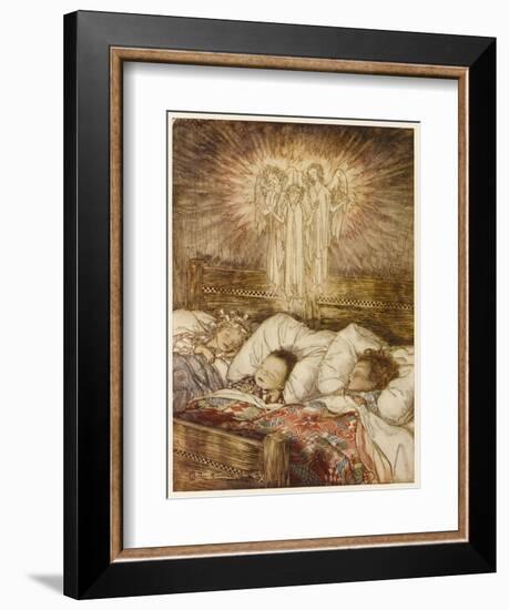 Children Sleeping, C20th-Arthur Rackham-Framed Art Print