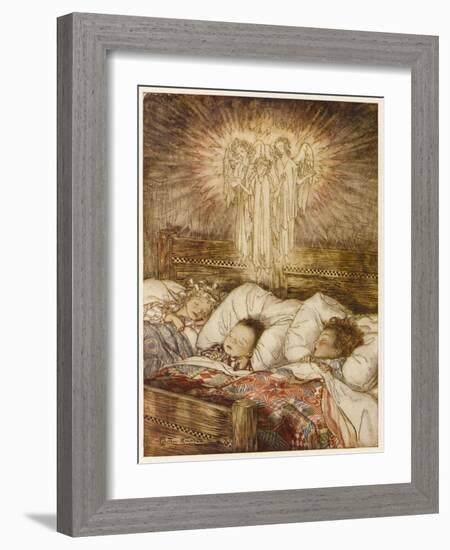 Children Sleeping, C20th-Arthur Rackham-Framed Art Print