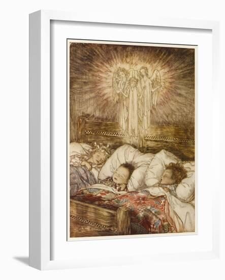 Children Sleeping, C20th-Arthur Rackham-Framed Art Print