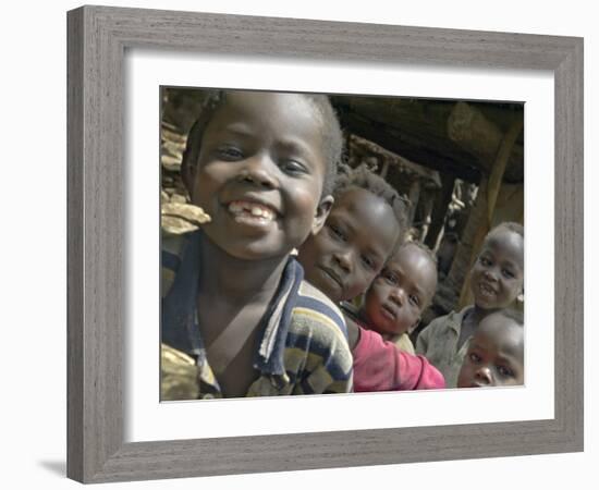 Children Smiling, Busso Village, Konso Tribe, Ethiopia-Janis Miglavs-Framed Photographic Print