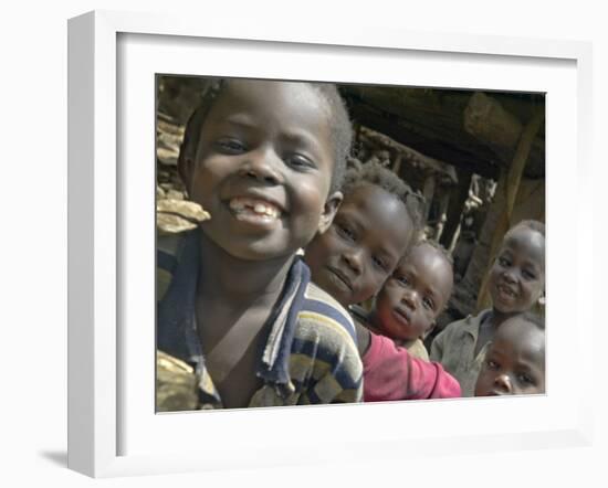 Children Smiling, Busso Village, Konso Tribe, Ethiopia-Janis Miglavs-Framed Photographic Print