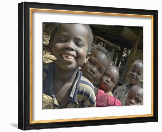 Children Smiling, Busso Village, Konso Tribe, Ethiopia-Janis Miglavs-Framed Photographic Print