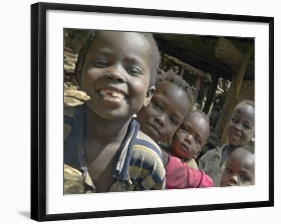 Children Smiling, Busso Village, Konso Tribe, Ethiopia-Janis Miglavs-Framed Photographic Print