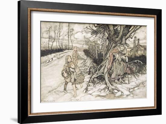 Children Startled by a Witch-Arthur Rackham-Framed Giclee Print
