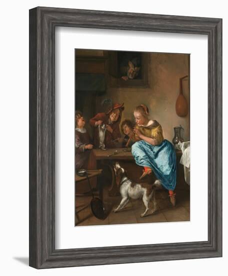 Children Teaching a Cat to Dance (The Dancing Lesson)-Jan Havicksz. Steen-Framed Giclee Print