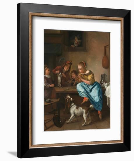 Children Teaching a Cat to Dance (The Dancing Lesson)-Jan Havicksz. Steen-Framed Giclee Print